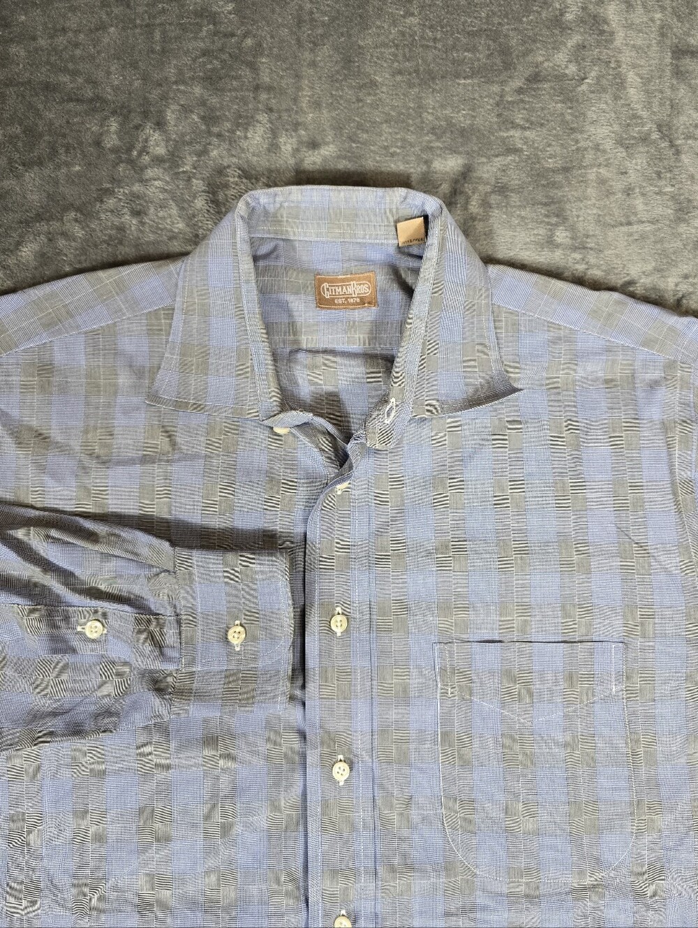 Vintage Gitman Bros Plaid Button Down Shirt Size 16 1/2 Made In USA